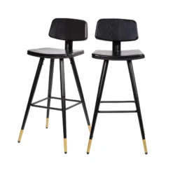 Flash Furniture Kora Commercial Grade Low Back Barstools-LeatherSoft Upholstery-Iron Frame-Integrated Footrest-Gold Tipped Legs-Set Of 2 -Homcom Crosley Shop GUEST c352ed4f 6b2a 438c 898e c11f7c5afdba