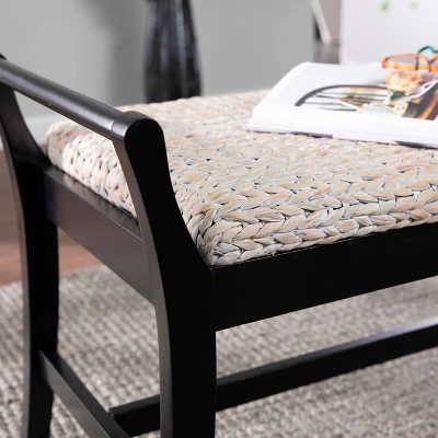 Trentwood Coastal 44.25" Water Hyacinth Bench Whitewashed/Black - Aiden Lane 7 Trentwood Coastal 44.25" Water Hyacinth Bench Whitewashed/Black - Aiden Lane - Image 5