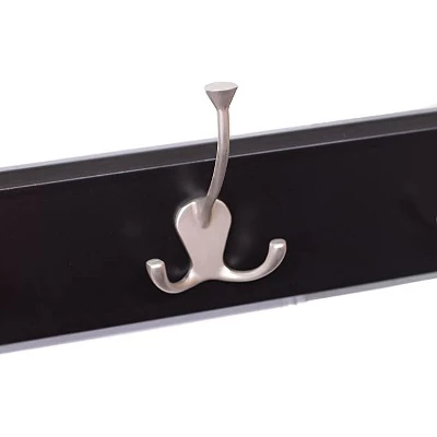 BirdRock Home Tri Hook Coat Rack - 5 Hooks - Wall Mount Hat Rack - Black Finish - Satin Nickel Hooks 4 BirdRock Home Tri Hook Coat Rack - 5 Hooks - Wall Mount Hat Rack - Black Finish - Satin Nickel Hooks - Image 2