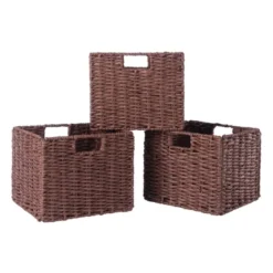 22.05" 4pc Milan Storage Hall Bench With Baskets Walnut - Winsome 21 22.05" 4pc Milan Storage Hall Bench With Baskets Walnut - Winsome -Homcom Crosley Shop GUEST c5bd4dcd 5645 43f9 8f90 dd0281ae12d3