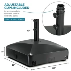 Maple99 Umbrella Base – Fillable, Heavy-Duty & Mobile Patio Umbrella Stand For Deck, Poolside, Garden - 123 Lbs Capacity, Black -Homcom Crosley Shop GUEST c5fa81d2 eff9 40a0 8b99 d0f60eae2537