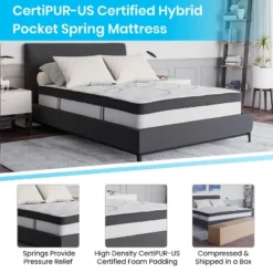 Flash Furniture Capri Comfortable Sleep 12 Inch CertiPUR-US Certified Hybrid Pocket Spring Mattress, Mattress In A Box -Homcom Crosley Shop GUEST c601b618 ca53 4cab 801c 97b7f656513b