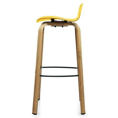 Costway Modern Set Of 4 Barstools 30inch Pub Chairs W/Low Back & Metal Legs Yellow 11 Costway Modern Set Of 4 Barstools 30inch Pub Chairs W/Low Back & Metal Legs Yellow - Image 9