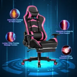 Costway Gaming Desk&Massage Gaming Chair Set W/ Footrest Monitor Shelf Power Strip Pink 17 Costway Gaming Desk&Massage Gaming Chair Set W/ Footrest Monitor Shelf Power Strip Pink -Homcom Crosley Shop GUEST c6a5cb2c 0207 4836 9fa9 5c4e488708b8