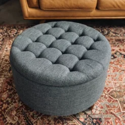 Large Round Tufted Storage Ottoman With Lift Off Lid - WOVENBYRD 37 Large Round Tufted Storage Ottoman With Lift Off Lid - WOVENBYRD -Homcom Crosley Shop GUEST c6a79319 f18f 4896 a061 7143d8fdd2d4