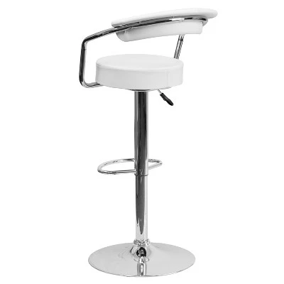Emma And Oliver 2 Pack Contemporary Vinyl Adjustable Height Barstool With Arms And Chrome Base 4 Emma And Oliver 2 Pack Contemporary Vinyl Adjustable Height Barstool With Arms And Chrome Base - Image 2