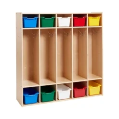 ECR4Kids Birch Streamline 5-Section School Coat Locker W 10 Bins, Storage With Hooks -Homcom Crosley Shop GUEST c708788f e1df 4254 a3bc e836e2f6279d