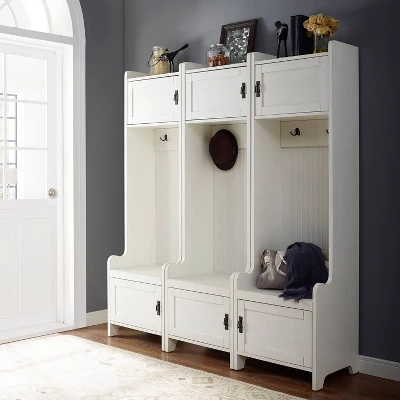 3pc Fremont Entryway Set Distressed White - Crosley 3 3pc Fremont Entryway Set Distressed White - Crosley