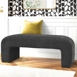 Lily 47" Upholstered Scroll Velvet Waterfall Bench/Chenille Entryway Bench-The Pop Maison -Homcom Crosley Shop GUEST c7ccba93 298d 4c3d ae48 771b5263b44b