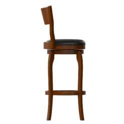 Merrick Lane 30" Classic Wooden Open Back Swivel Bar Height Pub Stool With Upholstered Padded Seat And Integrated Footrest -Homcom Crosley Shop GUEST c7f328df ccc6 4b11 86ed 51bc1bcbddca