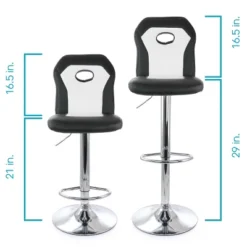 Elama 2 Piece Faux Leather Adjustable Bar Stool In Black And White With Chrome Trim And Base -Homcom Crosley Shop GUEST c89beaa8 f46d 48d2 94dc 1a6b7b961f50