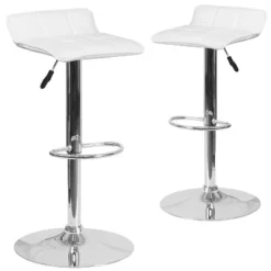 Emma And Oliver 2 Pack Contemporary Vinyl Adjustable Height Barstool With Quilted Wave Seat And Chrome Base -Homcom Crosley Shop GUEST c93f8a12 f393 46cb a5f3 7763e0a9b176