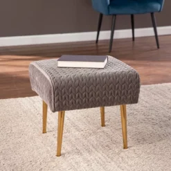 Southern Enterprises Wegre Woven Upholstered Ottoman Gray/Gold - Aiden Lane 9 Southern Enterprises Wegre Woven Upholstered Ottoman Gray/Gold - Aiden Lane -Homcom Crosley Shop GUEST c9481b67 0907 494a bb5e 12ad452559a2