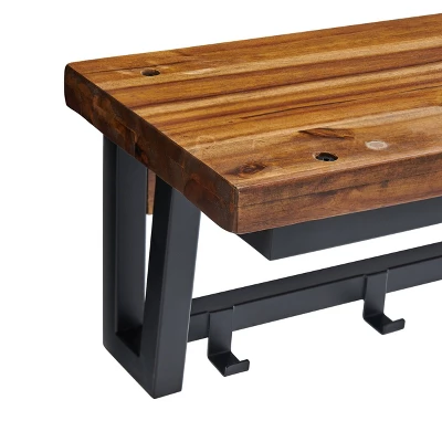 Claremont Rustic Wood Coat Hook And Bench Set Dark Brown - Alaterre Furniture 7 Claremont Rustic Wood Coat Hook And Bench Set Dark Brown - Alaterre Furniture - Image 5