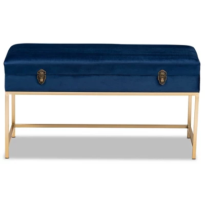 Aliana Metal Large Ottoman Navy Blue/Gold - Baxton Studio 4 Aliana Metal Large Ottoman Navy Blue/Gold - Baxton Studio - Image 2