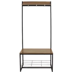 Sunnydaze Decor Sunnydaze Indoor Industrial-Style Hall Tree Bench With Coat/Shoe Rack - MDP Shelves With Powder-Coated Steel Frame - Brown - 67 In -Homcom Crosley Shop GUEST cb14582b 1d1b 44f4 861b 93f9496659b4