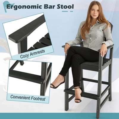 Costway Outdoor HDPE Bar Height Stool Patio Tall Chair Armrest Footrest All Weather 7 Costway Outdoor HDPE Bar Height Stool Patio Tall Chair Armrest Footrest All Weather - Image 5