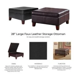 Luxury Large Square Storage Ottoman - HomePop -Homcom Crosley Shop GUEST cb1b50e6 f9cb 4235 9ddb 8c0e39b64282