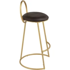 55 Downing Street Gold Swivel Bar Stool 30 1/2" High Industrial Brown Faux Leather Cushion For Kitchen Counter Height Island Home -Homcom Crosley Shop GUEST cb720ca2 a9e2 4a6b 90f5 85bce93027a2