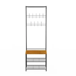 Hastings Home Entryway Bench With Coat Rack, Seat, Hooks, And Shoe Storage, Black -Homcom Crosley Shop GUEST cbc6666d d43f 4adb b322 70ada2122f30