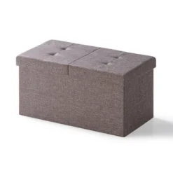 30" Button Tufted Folding Storage Ottoman Bench With Smart Lift Top - Mellow -Homcom Crosley Shop GUEST cbf445c2 e3ca 4592 a538 ce28238bfb8e