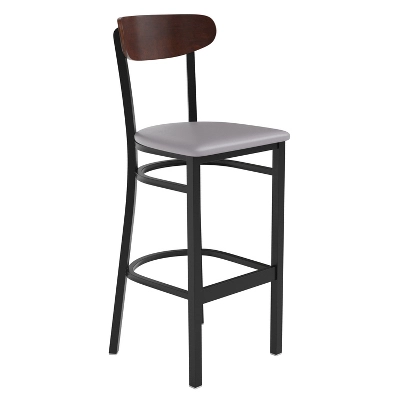 Emma And Oliver Industrial Barstool With Rolled Steel Frame And Solid Wood Seat - 500 Lbs. Static Weight Capacity 19 Emma And Oliver Industrial Barstool With Rolled Steel Frame And Solid Wood Seat - 500 Lbs. Static Weight Capacity - Image 17
