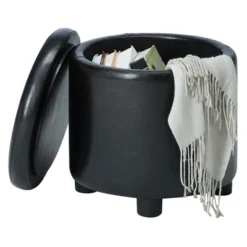 Designs4Comfort Round Accent Storage Ottoman - Breighton Home -Homcom Crosley Shop GUEST cc9ba7f4 1e3a 4695 b446 f021550daa19