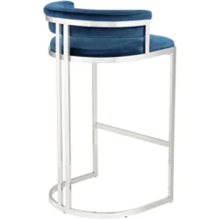 Studio 55D Polished Stainless Steel Bar Stool 31" High Modern Blue With Backrest Footrest For Kitchen Counter Height Island -Homcom Crosley Shop GUEST ccb4bd08 f794 431b 9a0a 9e57d5a6ab25