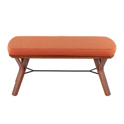 42" Folia Bench Polyester/Wood Walnut/Orange - LumiSource 5 42" Folia Bench Polyester/Wood Walnut/Orange - LumiSource - Image 3