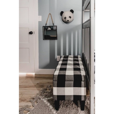 Large Decorative Storage Bench Black Plaid - HomePop 10 Large Decorative Storage Bench Black Plaid - HomePop - Image 8