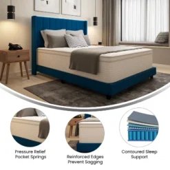 Merrick Lane 14" Premium Comfort Euro Top Hybrid Pocket Spring And Memory Foam Mattress In A Box With Reinforced Edge Support -Homcom Crosley Shop GUEST ce5dda11 3034 4290 a889 202a54065ceb