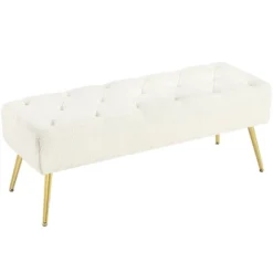 Yaheetech Modern Upholstered Button-Tufted Ottoman Footstool Bench For Bedroom -Homcom Crosley Shop GUEST ceba2f1a 9e7b 4e21 9124 35493872a1d1