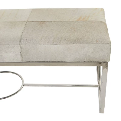Contemporary Decorative Stainless Steel Cowhide Bench Silver - Olivia & May 5 Contemporary Decorative Stainless Steel Cowhide Bench Silver - Olivia & May - Image 3