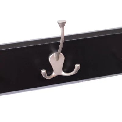 BirdRock Home Tri Hook Coat Rack - 5 Hooks - Wall Mount Hat Rack - Black Finish - Satin Nickel Hooks 3 BirdRock Home Tri Hook Coat Rack - 5 Hooks - Wall Mount Hat Rack - Black Finish - Satin Nickel Hooks