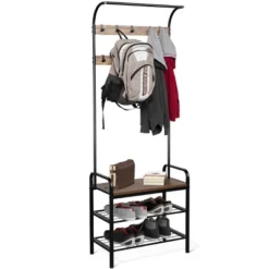 Costway Industrial Coat Rack Shoe Bench Hall Tree Entryway Storage Shelf With 9 Hooks -Homcom Crosley Shop GUEST cf701509 ce3f 4e18 a4c1 8ddaf17cb5d4