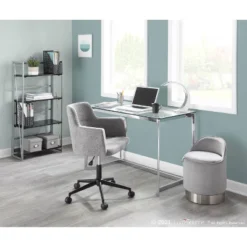 Marla Glam Vanity Stool Steel/Velvet Chrome/Silver - LumiSource 28 Marla Glam Vanity Stool Steel/Velvet Chrome/Silver - LumiSource -Homcom Crosley Shop GUEST cf98e083 7515 47e5 83e6 79e16d17b4ee