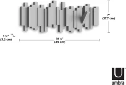Umbra Sticks Multi Hook Coat Rack Modern Unique, Space-Saving Coat Hanger With 5 Flip-Down Hooks Gray