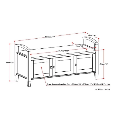 44" Norfolk Solid Wood Entryway Storage Bench - WyndenHall 11 44" Norfolk Solid Wood Entryway Storage Bench - WyndenHall - Image 9