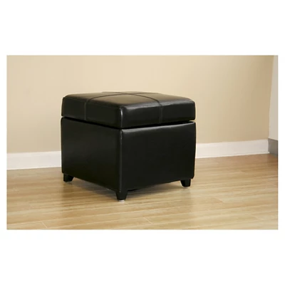 Full Leather Storage Cube Ottoman Black - Baxton Studio 4 Full Leather Storage Cube Ottoman Black - Baxton Studio - Image 2