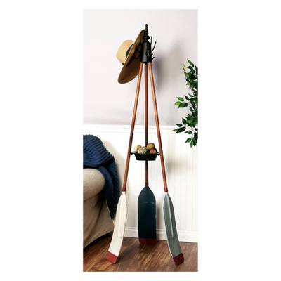 Metal Nautical Style Coat Rack Tripod Base - Olivia & May 4 Metal Nautical Style Coat Rack Tripod Base - Olivia & May - Image 2