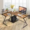 Tangkula L-Shaped Corner Desk Computer Gaming Table With Monitor Stand &Host Tray Black/Antique/Walnut -Homcom Crosley Shop GUEST d19e4040 0ad1 487e 8251 70d4da6cfee8