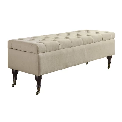 Collette Tufted Bench With Storage Butter Cream - Adore Decor 5 Collette Tufted Bench With Storage Butter Cream - Adore Decor - Image 3
