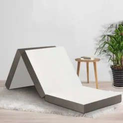 Continental Sleep 4" Portable Tri Folding Gel Memory Foam Mattress | Breathable Mesh Sides With Ultra Soft, Removable And Washable Cover, White -Homcom Crosley Shop GUEST d1ba3820 cccd 4f6d 83ca b13b0354433a