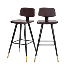 Flash Furniture Kora Commercial Grade Low Back Barstools-LeatherSoft Upholstery-Iron Frame-Integrated Footrest-Gold Tipped Legs-Set Of 2 -Homcom Crosley Shop GUEST d1fd0db9 a2aa 4da0 97f5 0ac983e602a8
