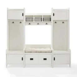 4pc Fremont Entryway Kit Two Towers Bench And Shelf White - Crosley
