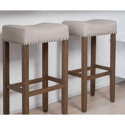 29" Wood Upholstered Saddle Seat Barstool - Nathan James 4 29" Wood Upholstered Saddle Seat Barstool - Nathan James - Image 2