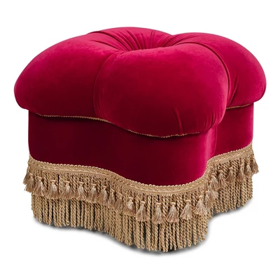 Jennifer Taylor Home Ellen 20" Square Upholstered Clover Ottoman With Bullion Fringe 11 Jennifer Taylor Home Ellen 20" Square Upholstered Clover Ottoman With Bullion Fringe - Image 9