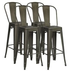 Costway Set Of 4 High Back Metal Stool 30'' Seat Bar Height Industrial Bar Stools GunBlack 22 Costway Set Of 4 High Back Metal Stool 30'' Seat Bar Height Industrial Bar Stools GunBlack -Homcom Crosley Shop GUEST d2bc8820 7eee 47e0 9646 c5231982cc4e