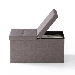 30" Button Tufted Folding Storage Ottoman Bench With Smart Lift Top - Mellow -Homcom Crosley Shop GUEST d2e53c68 229d 401c adf4 55ec42dade9f