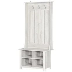 HOMCOM Hall Tree With Shoe Storage Bench, Entryway Bench With Coat Rack, Accent Coat Tree With Adjustable Shelves For Mud Room, Distressed White -Homcom Crosley Shop GUEST d3304956 73c5 4978 b77a 150f8d1abf60